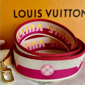 Like New!Louis Vuitton Jacquard Speedy Shoulder Bag Strap, Pink-Gold🩷💛